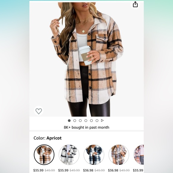 Amazon Find- Women’s Casual Plaid Shacket Button Down Long Sleeve Shirt - Picture 1 of 6